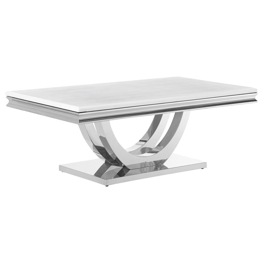 Adabella U-base Rectangle Coffee Table White and Chrome