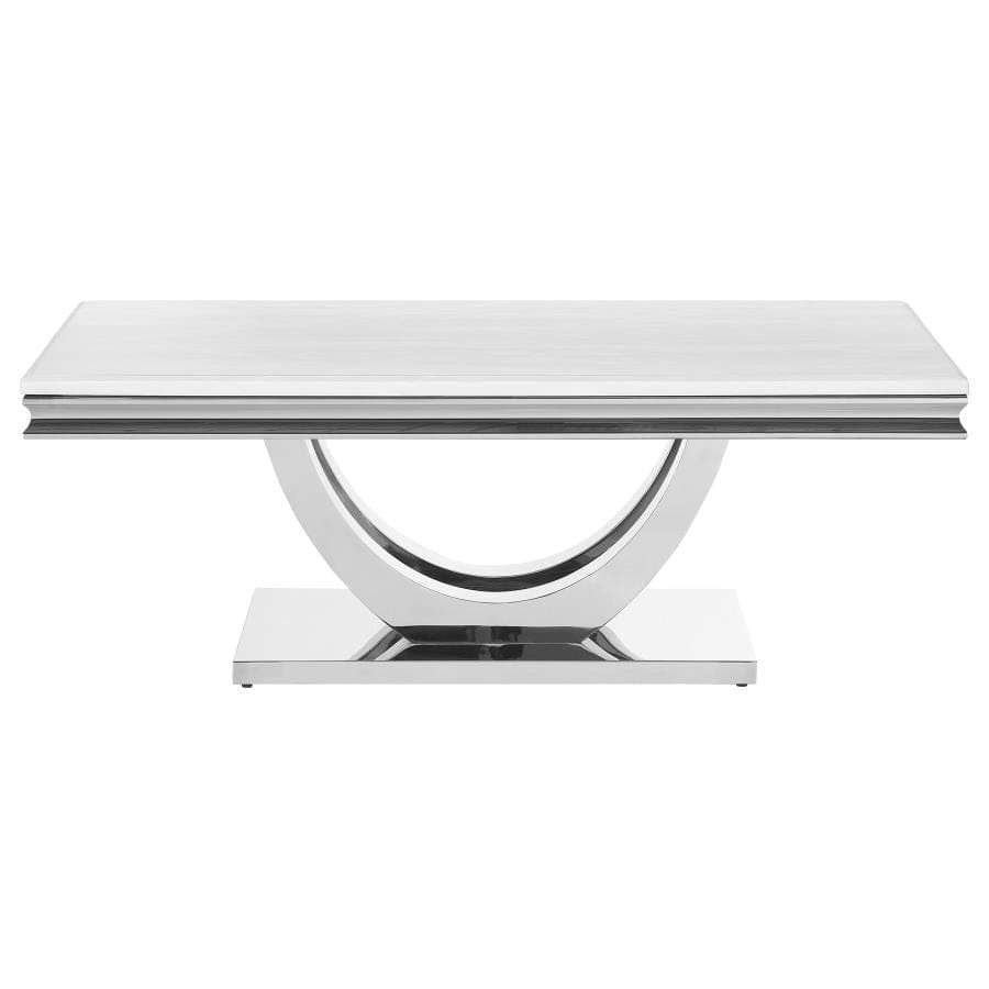 Adabella U-base Rectangle Coffee Table White and Chrome