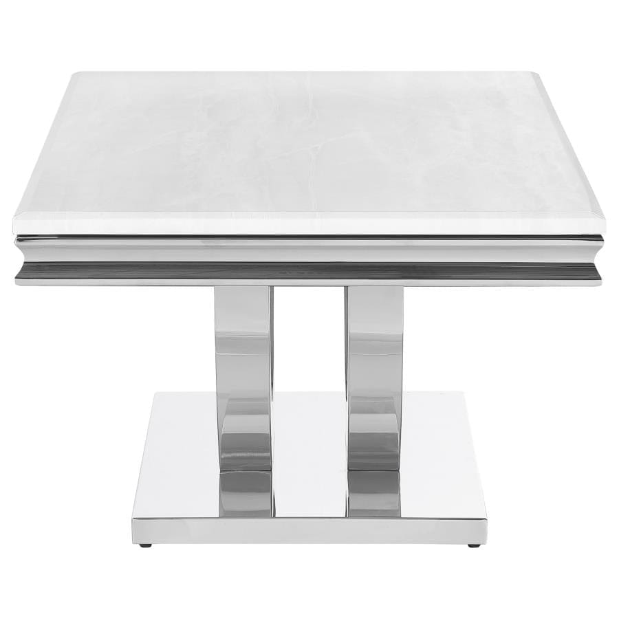 Adabella U-base Rectangle Coffee Table White and Chrome