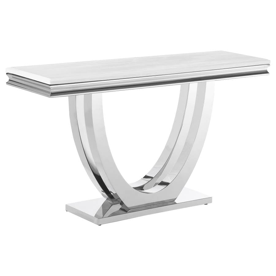 Adabella U-base Rectangle Sofa Table White and Chrome