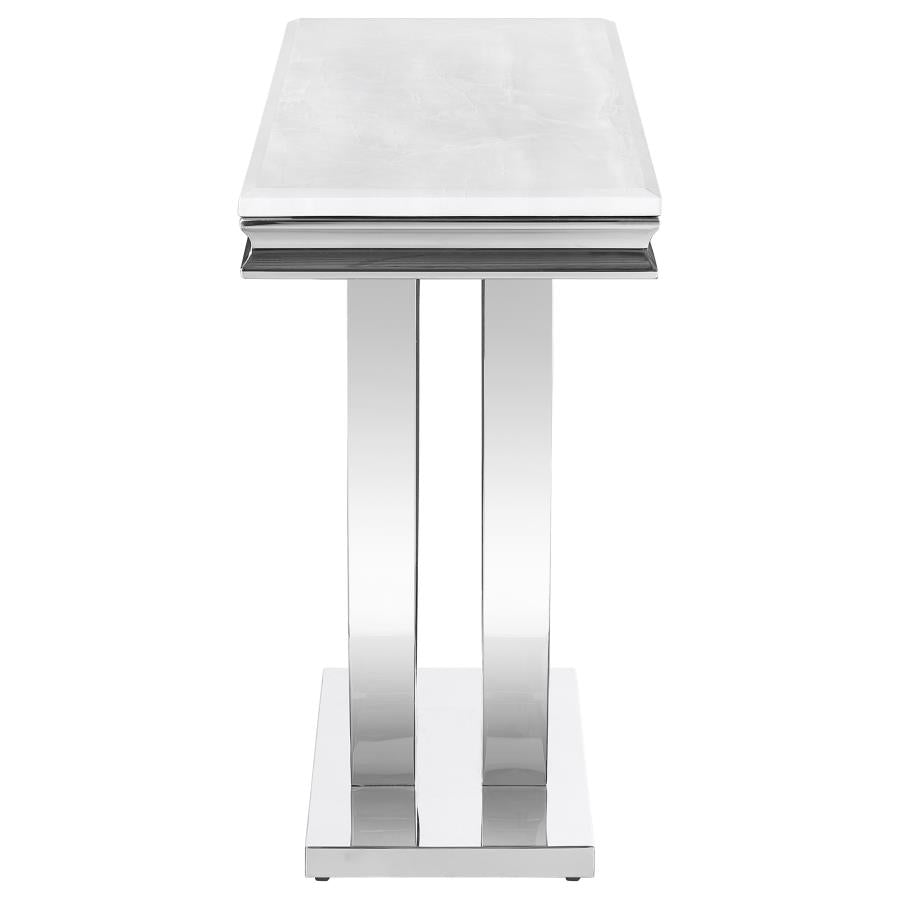 Adabella U-base Rectangle Sofa Table White and Chrome