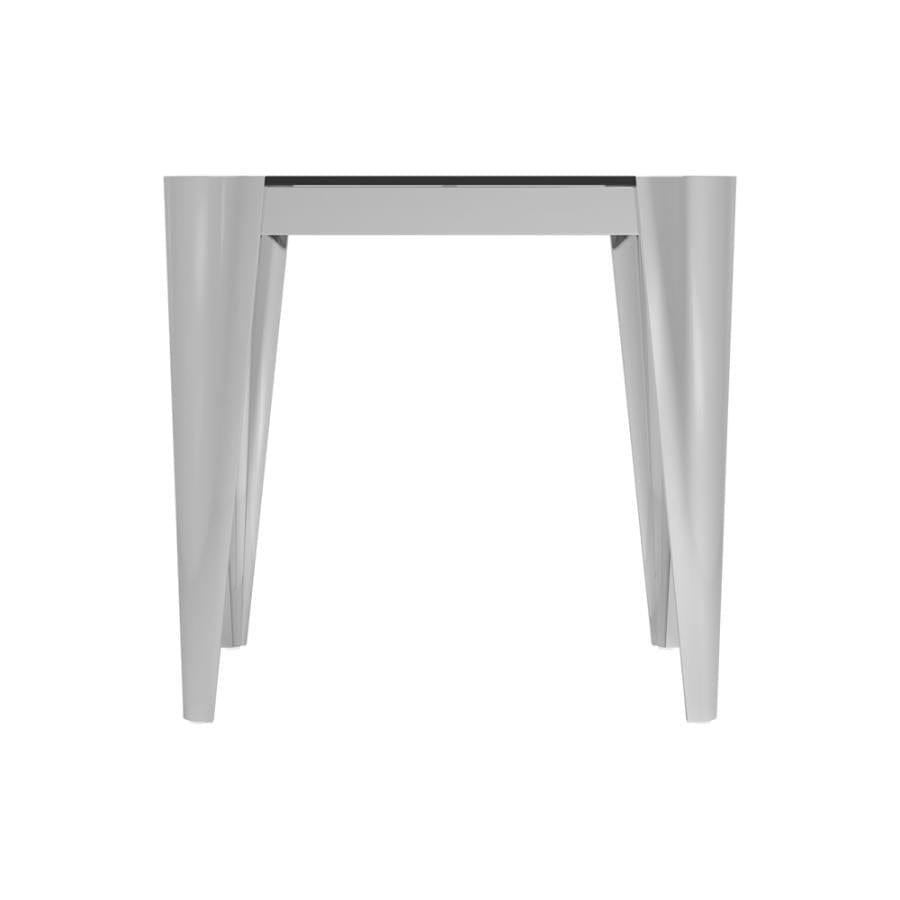 Square Glass Top End Table Silver and Grey