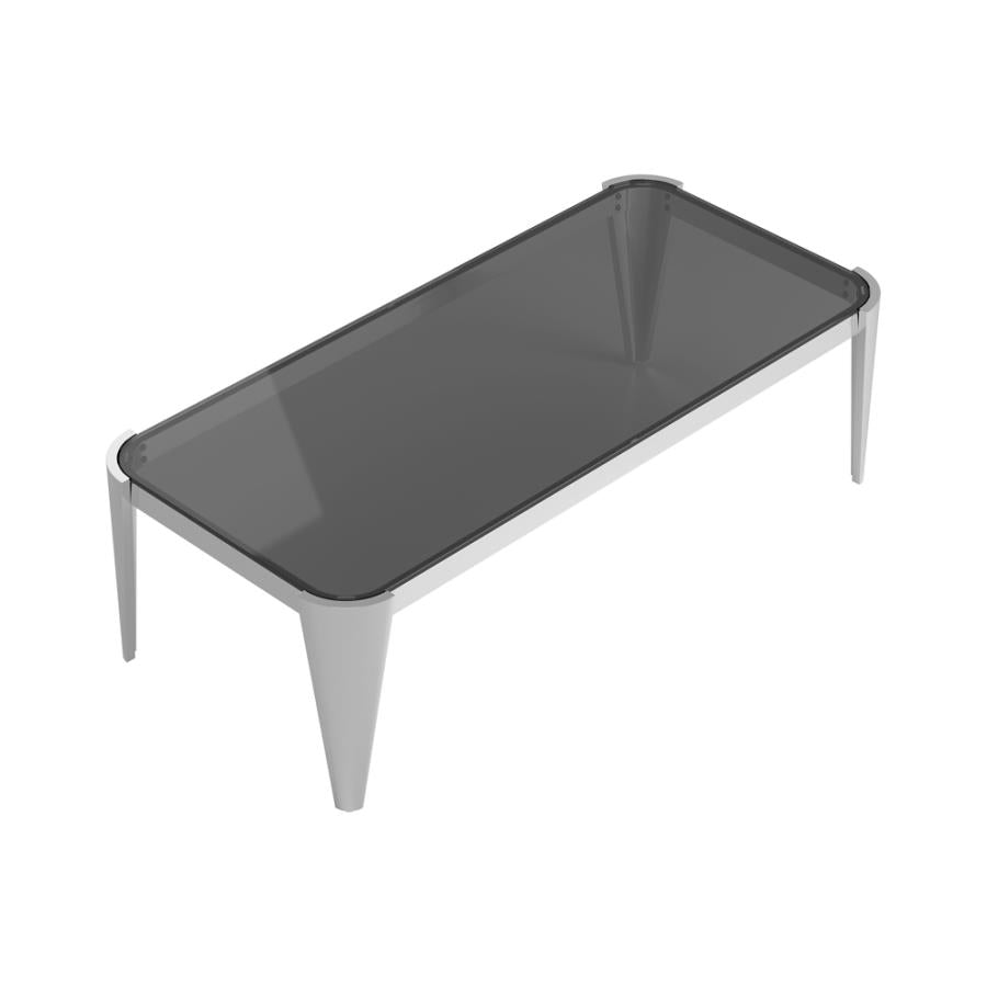 Rectangle Glass Top Coffee Table Silver and Grey