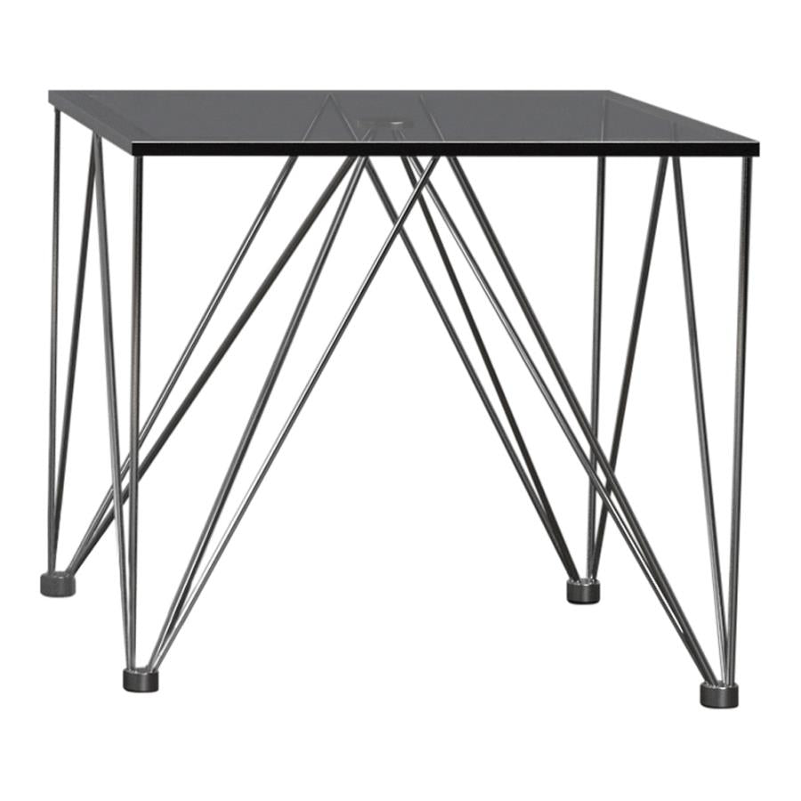 Chalet Square End Table with Glass Top Chrome and Grey