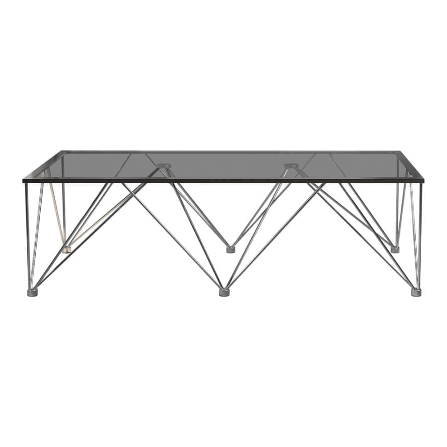 Chalet Rectangle Coffee Table with Glass Top Chrome and Grey