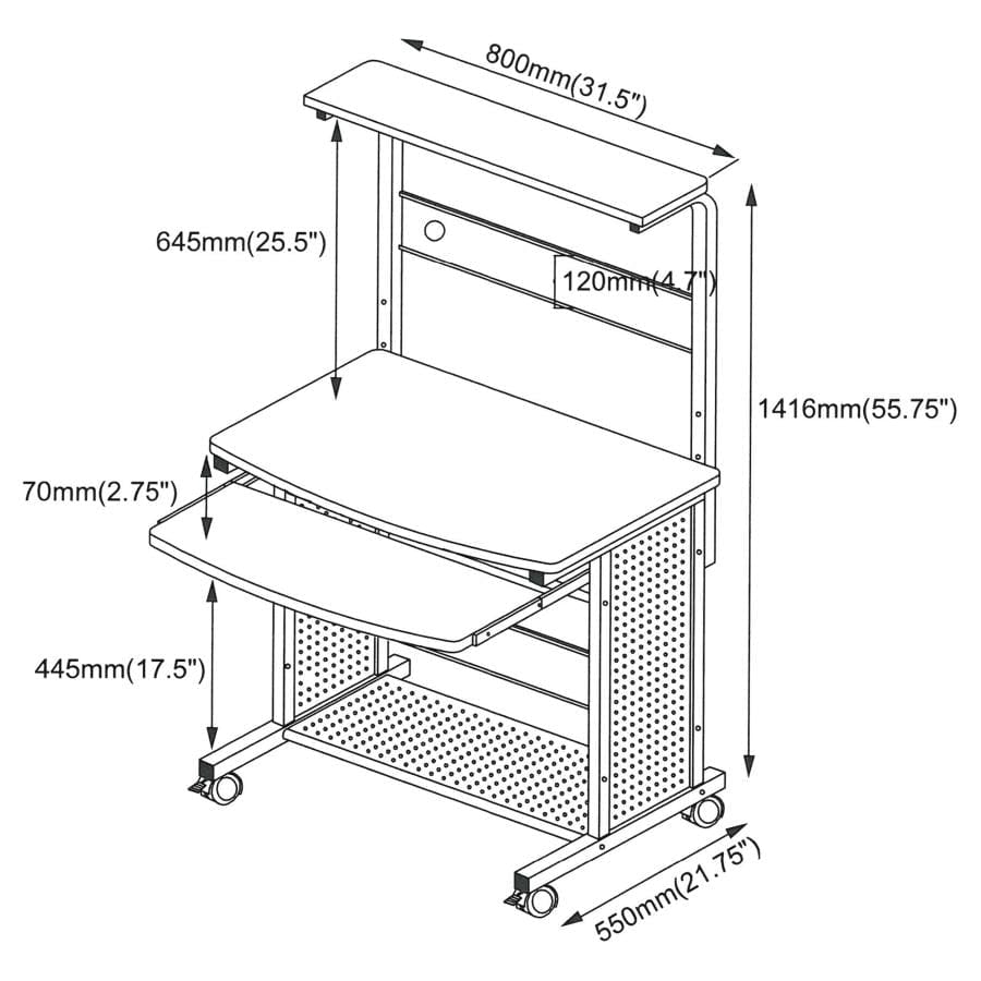 Moser 3-tier Computer Desk Honey and Black
