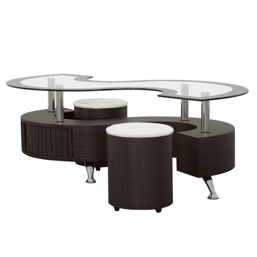 Buckley 3-piece Coffee Table and Stools Set Cappuccino