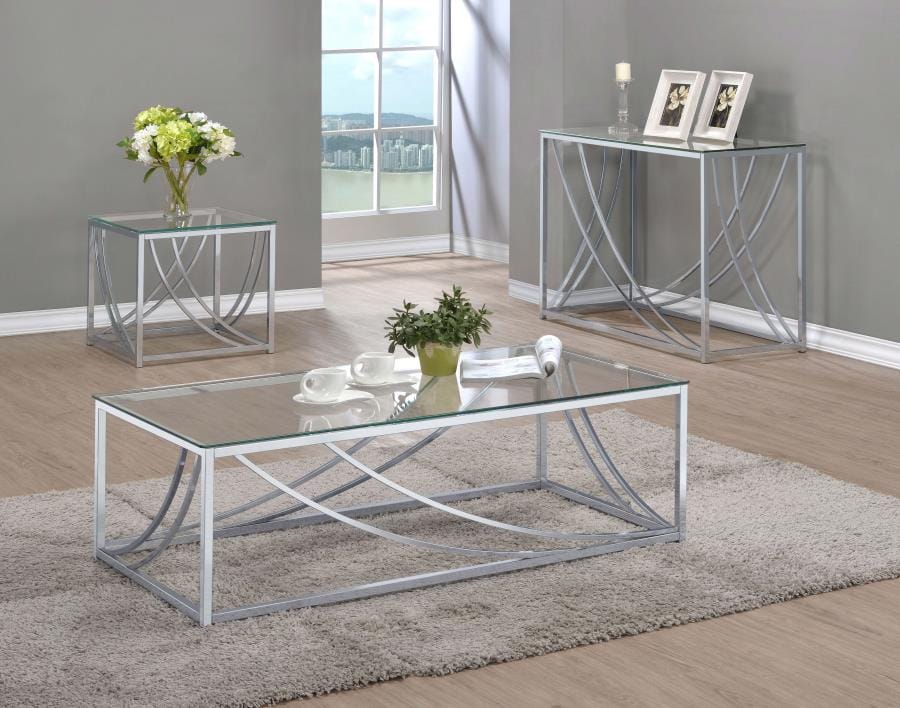 Lille Glass Top Square End Table Accents Chrome