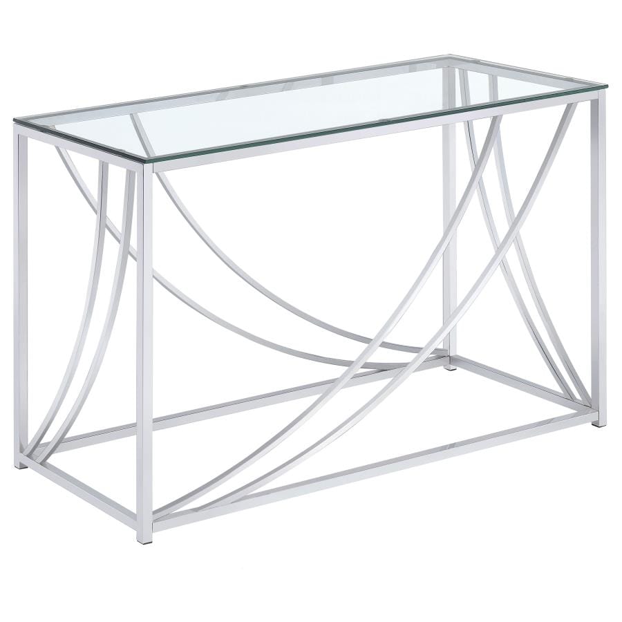 Lille Glass Top Rectangular Sofa Table Accents Chrome
