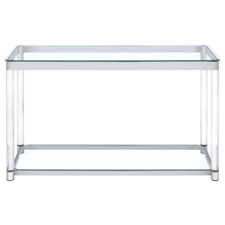 Anne Sofa Table with Lower Shelf Chrome and Clear