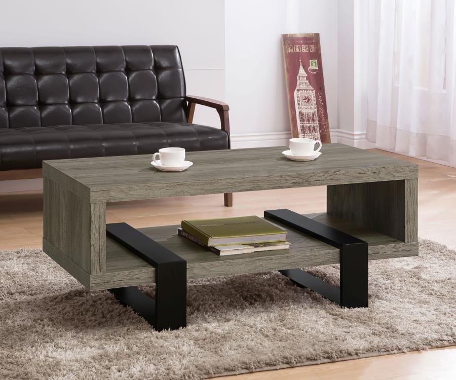 Dinard Coffee Table with Shelf Grey Driftwood