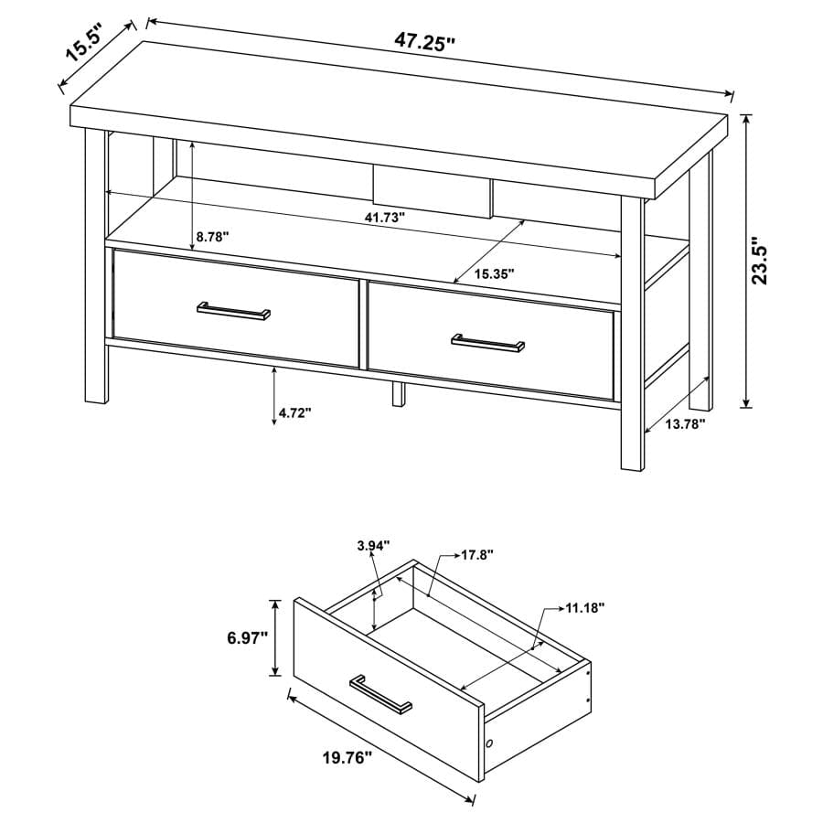 Ruston 48" 2-drawer TV Console Weathered Pine