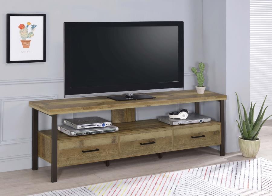 Ruston 71" 3-drawer TV Console Weathered Pine