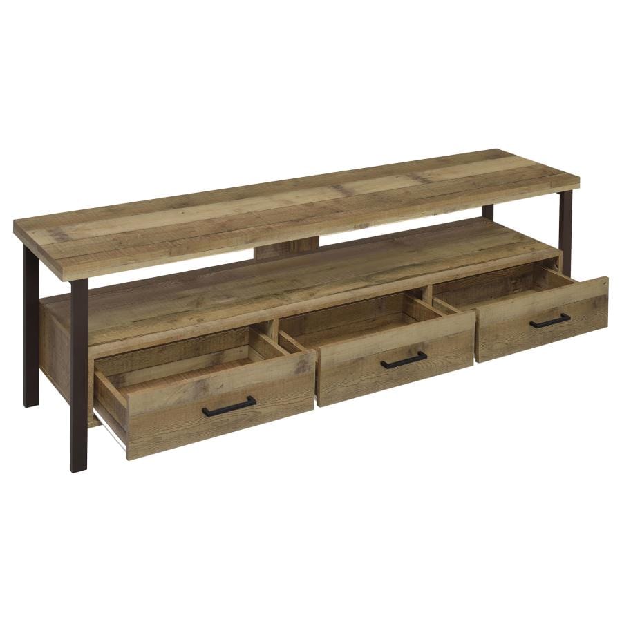 Ruston 71" 3-drawer TV Console Weathered Pine