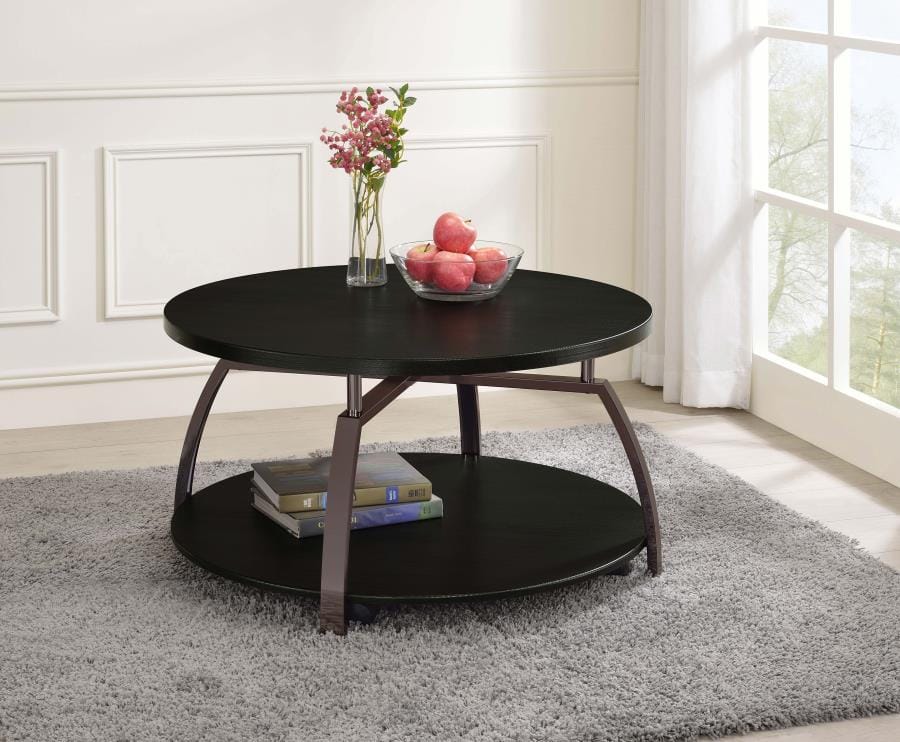 Dacre Round Coffee Table Dark Grey and Black Nickel