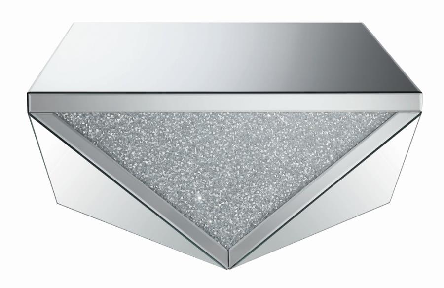 Gunilla Square Coffee Table with Triangle Detailing Silver and Clear Mirror