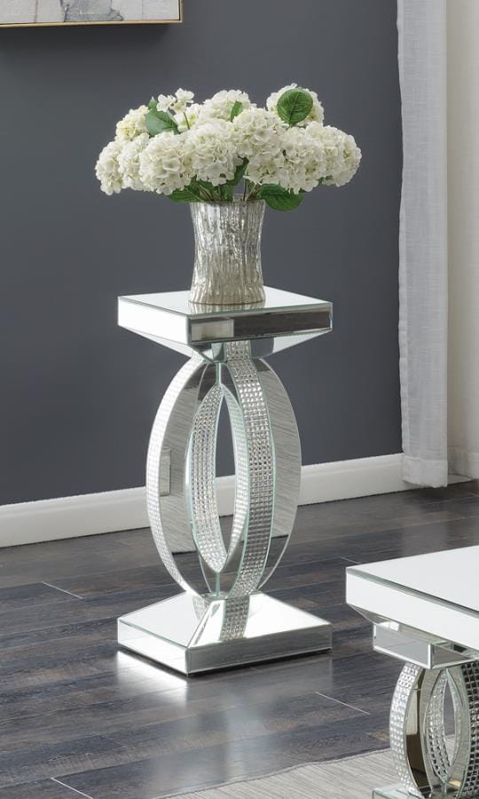 Amalia Square End Table with Lower Shelf Clear Mirror