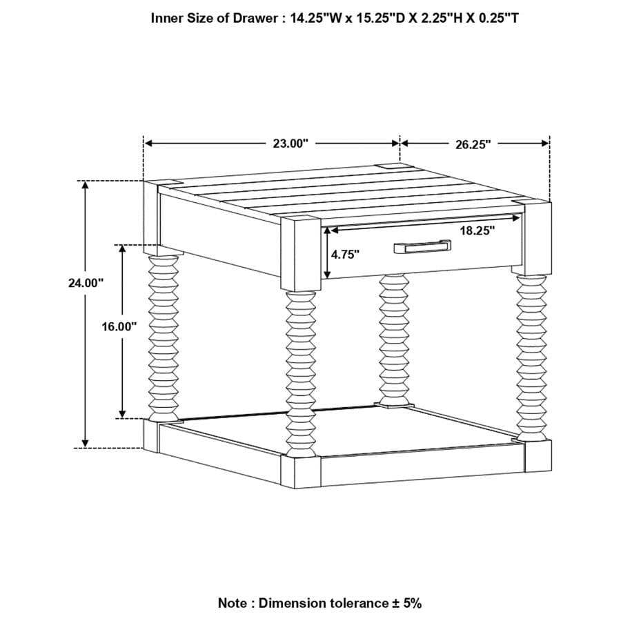 Meredith 1-drawer End Table Coffee Bean