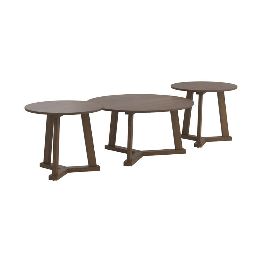 Calvin 3-piece Round Occasional Table Set Natural Walnut