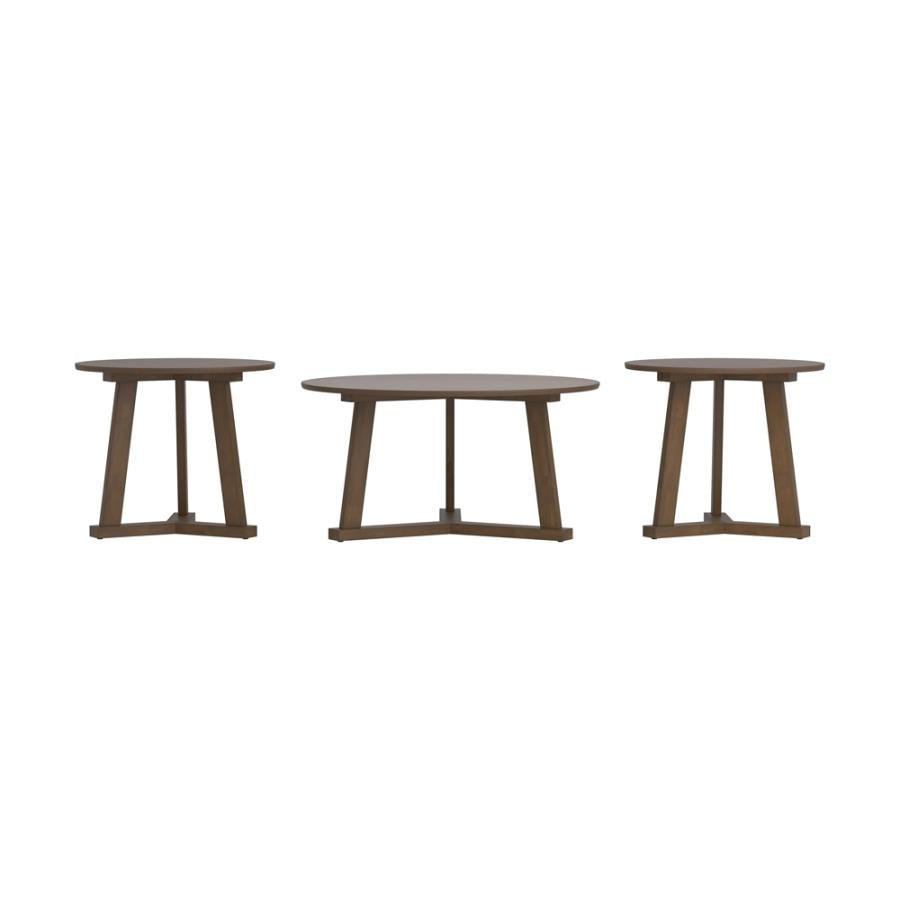 Calvin 3-piece Round Occasional Table Set Natural Walnut