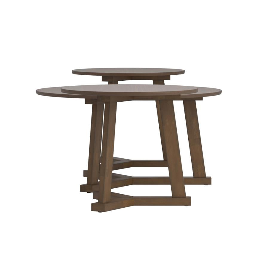 Calvin 3-piece Round Occasional Table Set Natural Walnut