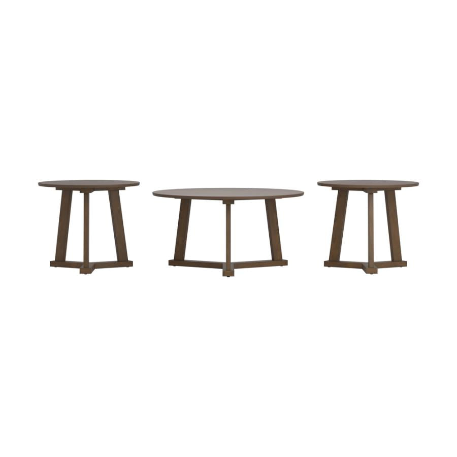 Calvin 3-piece Round Occasional Table Set Natural Walnut