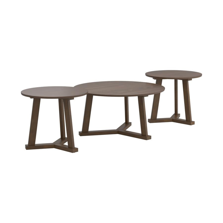 Calvin 3-piece Round Occasional Table Set Natural Walnut