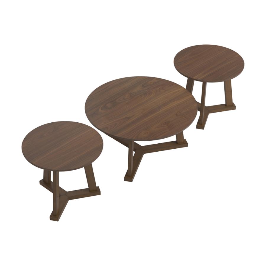 Calvin 3-piece Round Occasional Table Set Natural Walnut