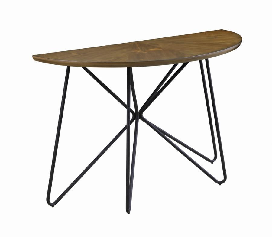 Brinnon Semicircle Sofa Table Dark Brown and Black