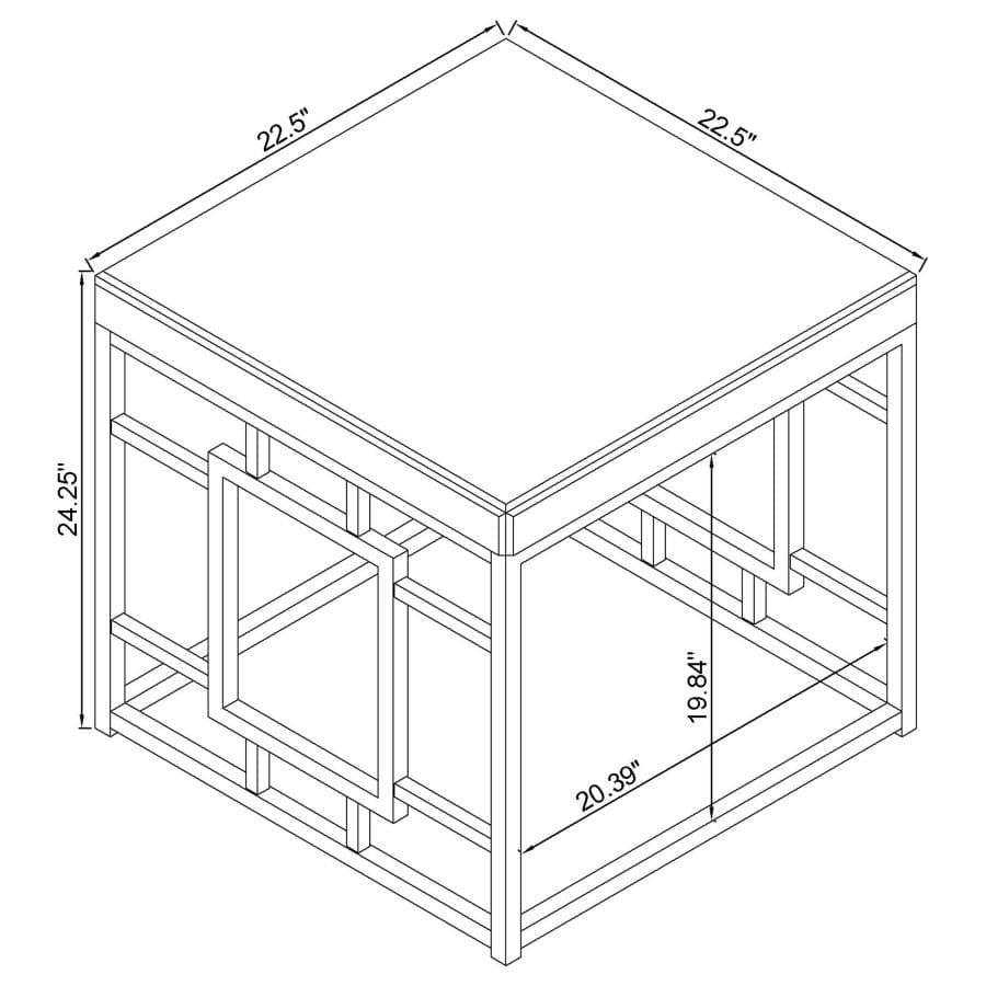 Dafina Geometric Frame Square End Table Chrome