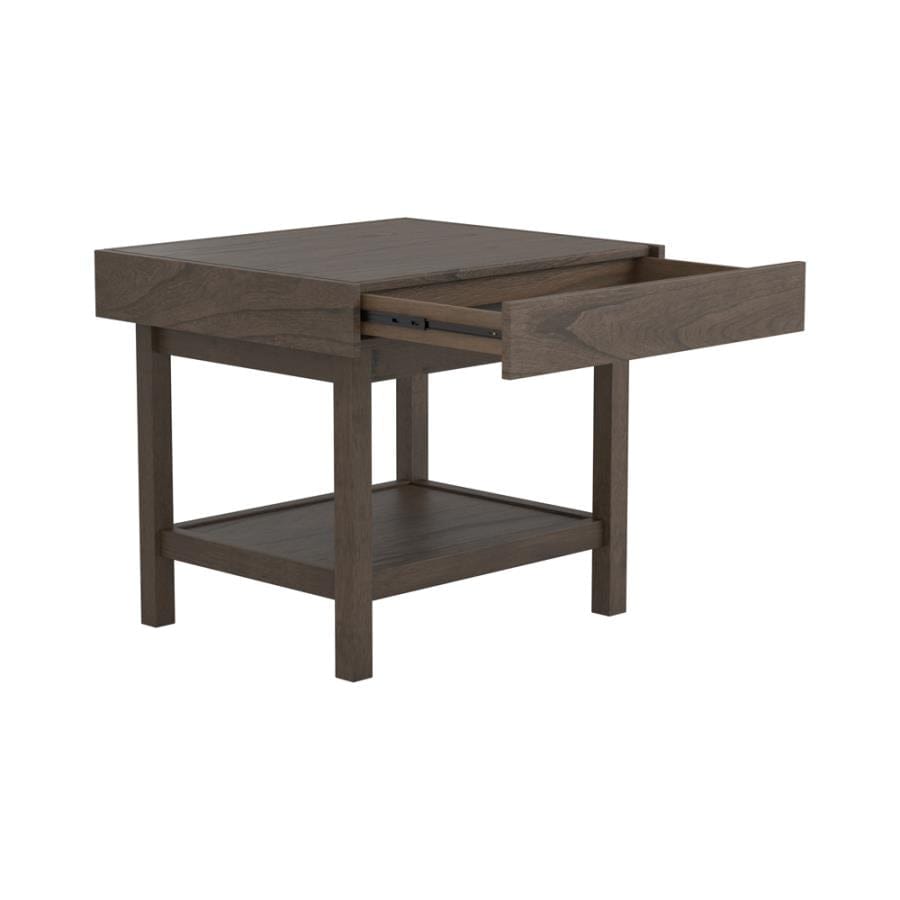 Owen Rectangle End Table with Shelf Wheat Brown