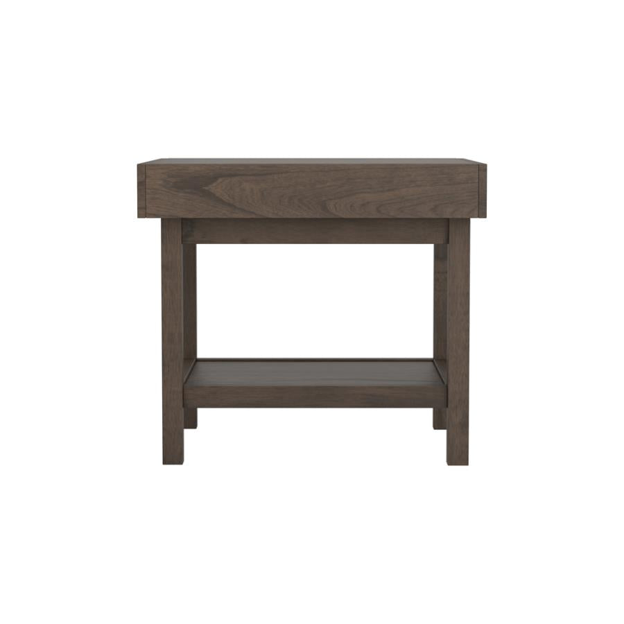 Owen Rectangle End Table with Shelf Wheat Brown