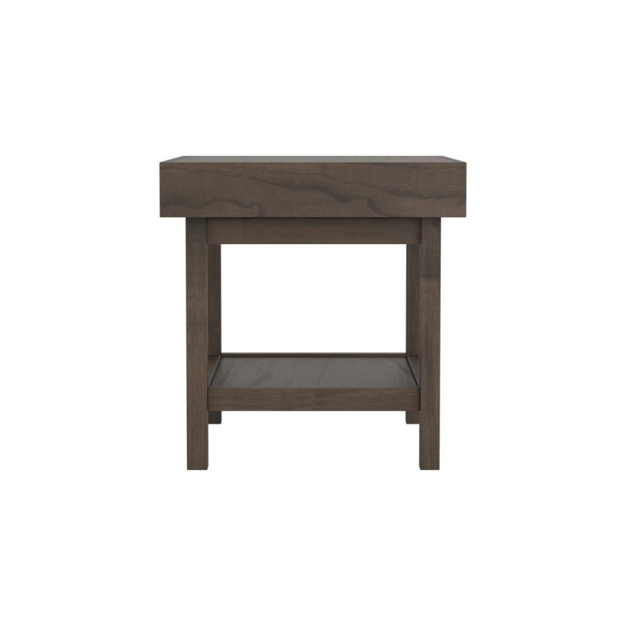 Owen Rectangle End Table with Shelf Wheat Brown