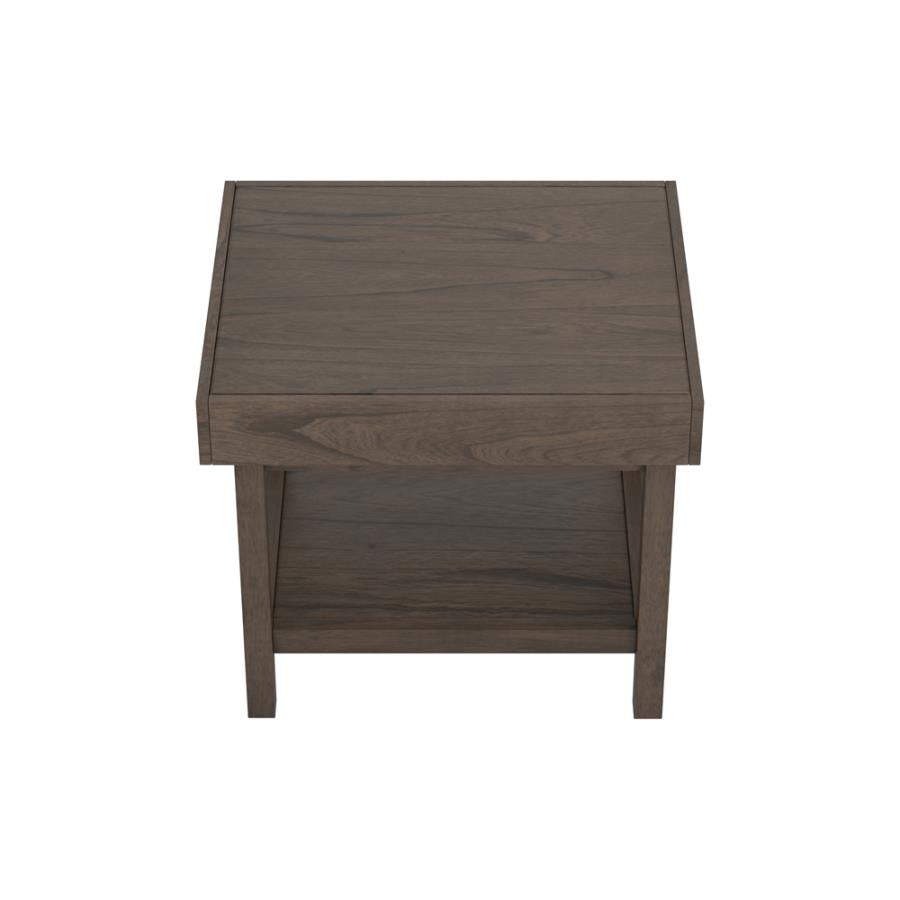 Owen Rectangle End Table with Shelf Wheat Brown