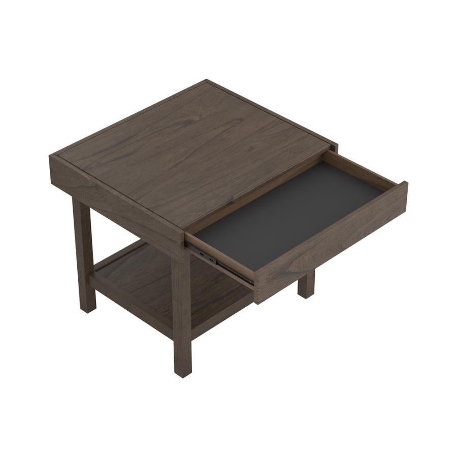 Owen Rectangle End Table with Shelf Wheat Brown