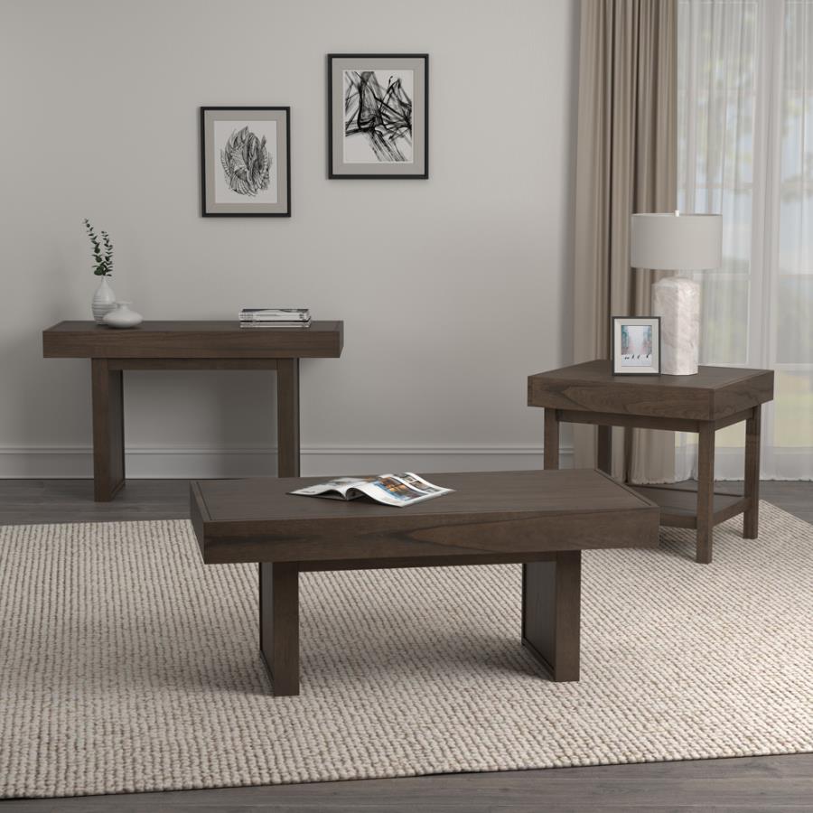 Owen Rectangle Sofa Table with Hidden Storage Wheat Brown