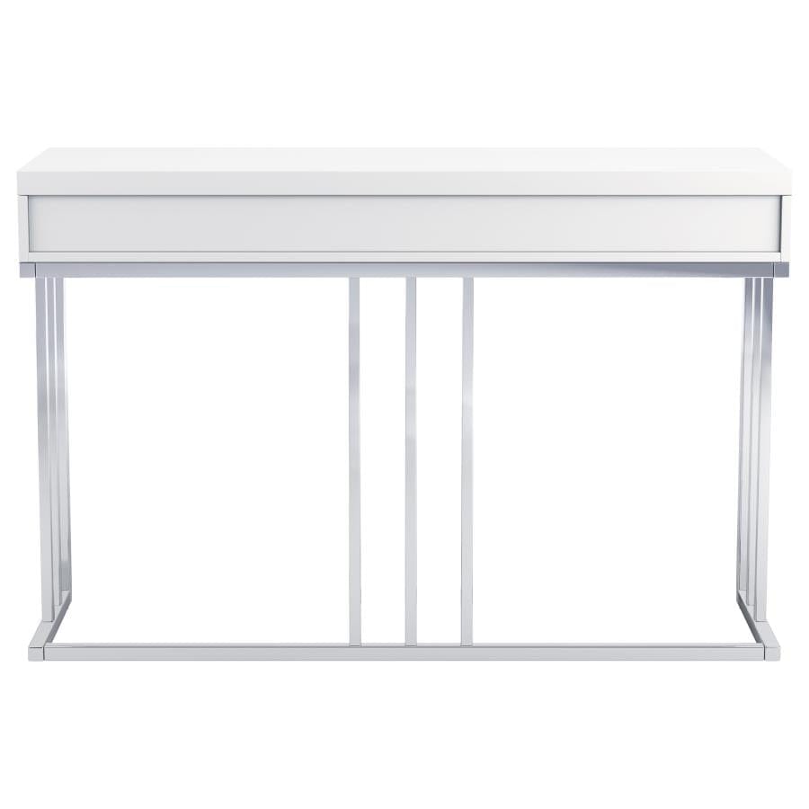 Dalya 2-drawer Rectangular Sofa Table Glossy White and Chrome