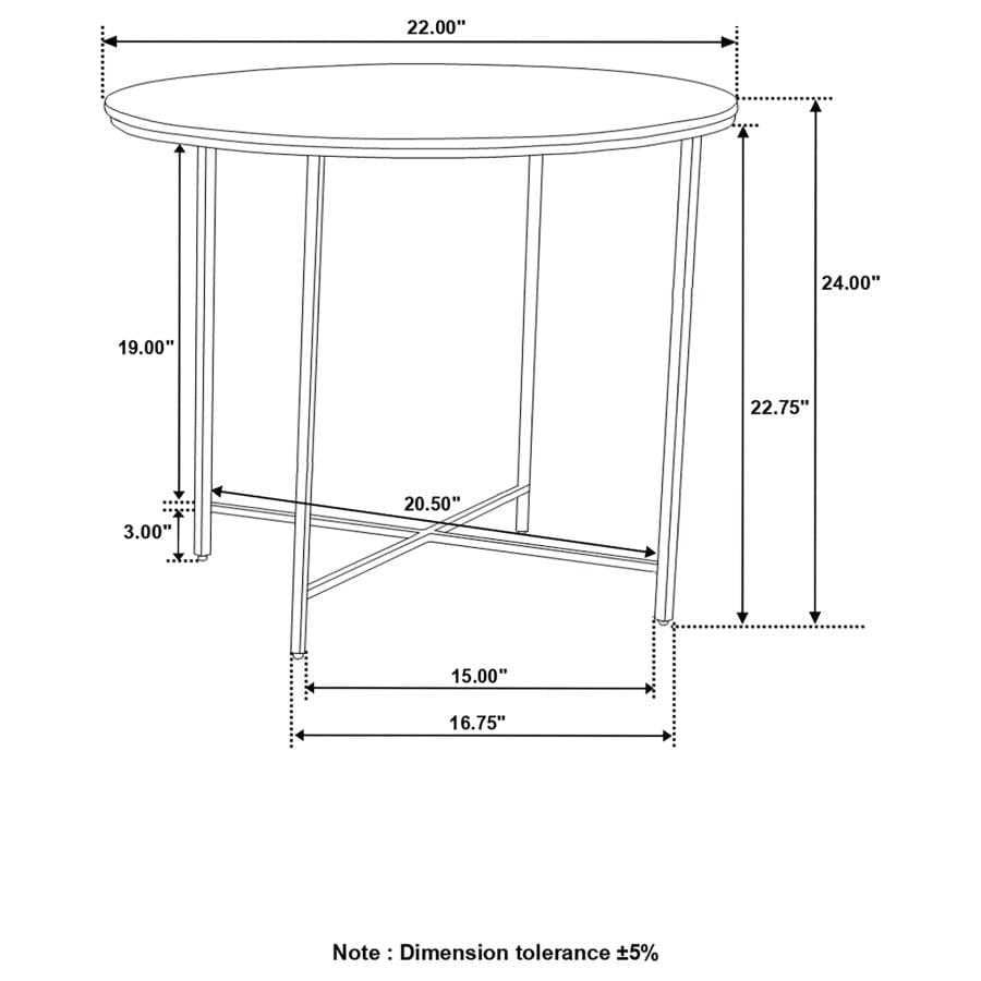 Ellison Round X-cross End Table White and Gold