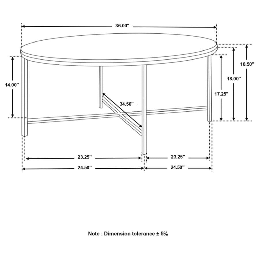 Ellison Round X-cross Coffee Table White and Gold