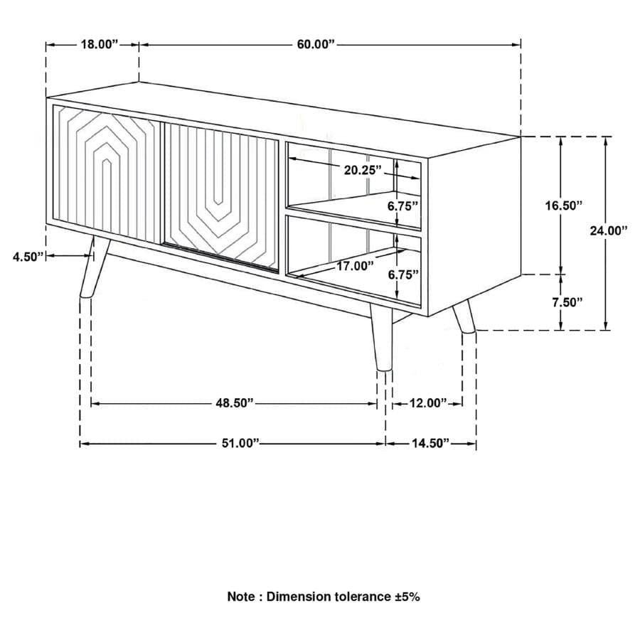 TV Console with Sliding Doors Natural