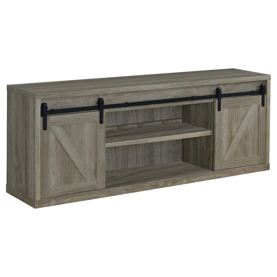 Brockton 71-inch 3-shelf Sliding Doors TV Console Grey Driftwood