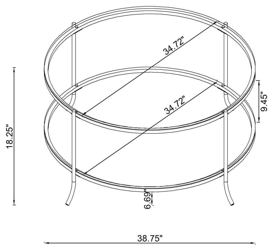 Laurie Glass Top Round Coffee Table Black Nickel and Clear