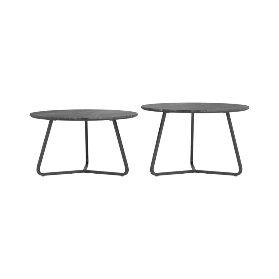 Lennox 2-piece Round Coffee Table Set Faux Slate and Matte Black