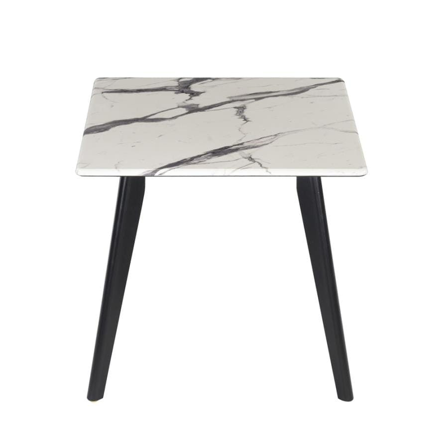 Bayhill Square Faux Marble Top End Table Black and White