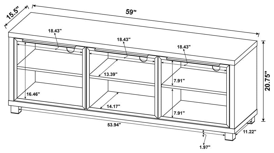 Westfield 3-door TV Console Aged Walnut