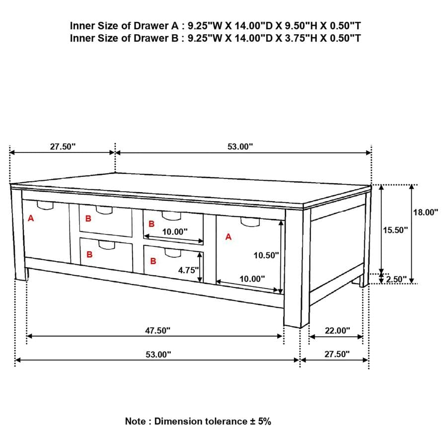 Esther 6-drawer Storage Coffee Table Natural Sheesham