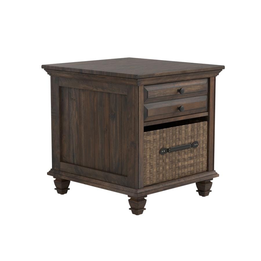 Storage End Table with 1-basket Weathered Burnish Brown