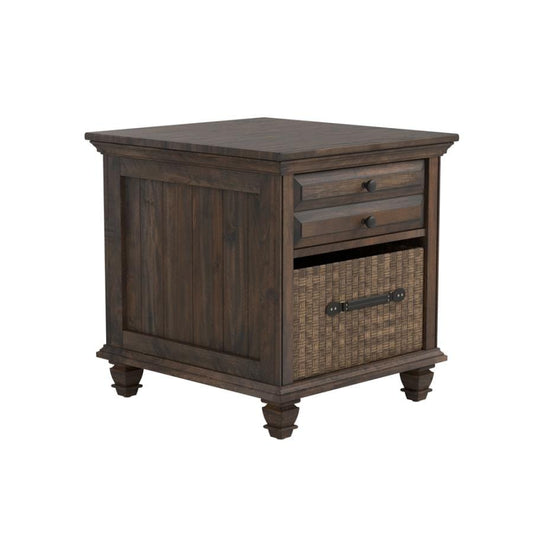 Storage End Table with 1-basket Weathered Burnish Brown