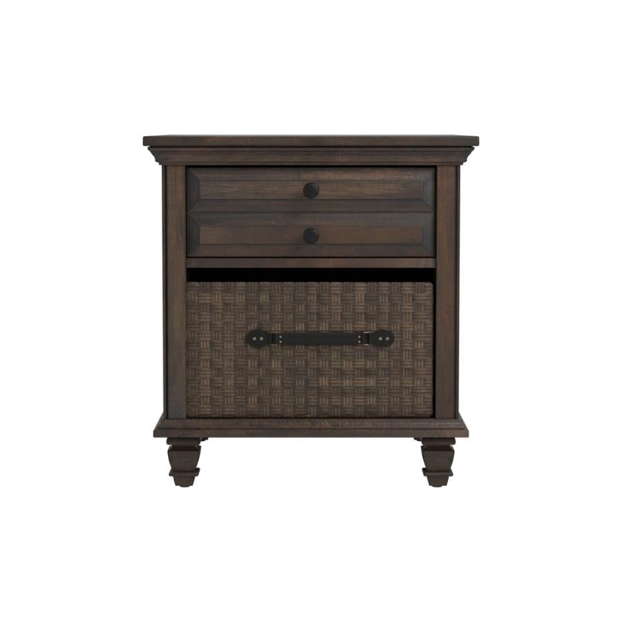 Storage End Table with 1-basket Weathered Burnish Brown