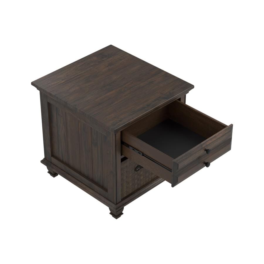 Storage End Table with 1-basket Weathered Burnish Brown